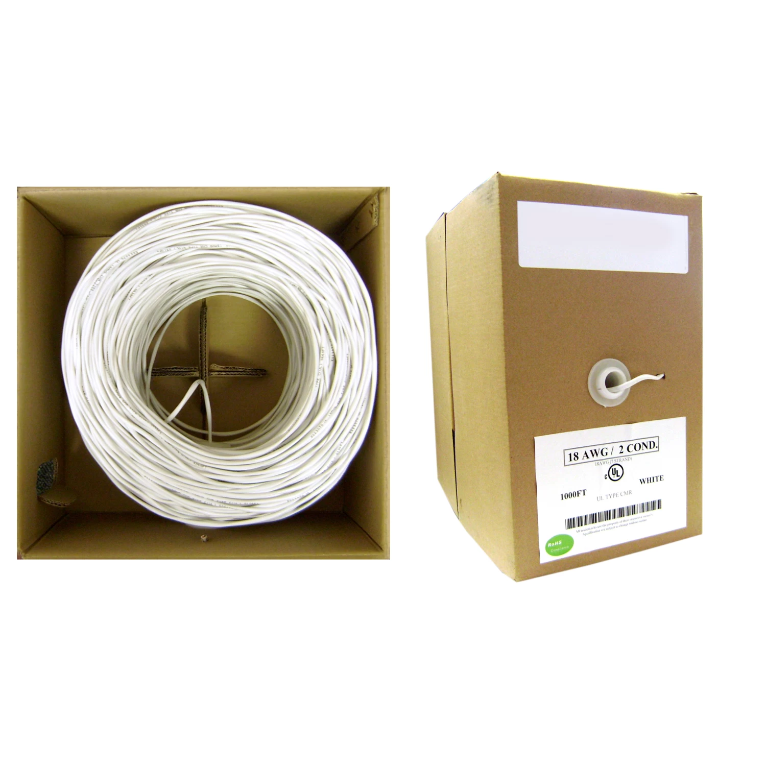 1000ft - 22/2 Stranded Security Cable, CMR, White - Pullbox 4 1000ft - 22/2 Stranded Security Cable, CMR, White - Pullbox - Image 2