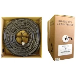 1000ft Black Bulk RG59/U Coaxial Cable, 20 AWG, Pullbox