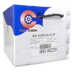 RG59 Siamese Coaxial + 18/2 Power, Black, Pullbox, 500ft -Network Cable Store 10x3 18222tf
