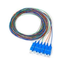 6 Fiber Pigtail, Singlemode, Blue Boot SC/UPC, 3m