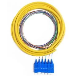 6 Fiber Distribution Pigtail, SM, LC/UPC, 3m