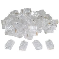 RJ45 Phone/Data Crimp Plugs, 8P8C, Solid/Stranded, 100 Pcs