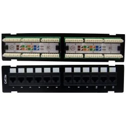 Wall Mount, 12 Port Cat5e Patch Panel, 110 Type, 10 Inch