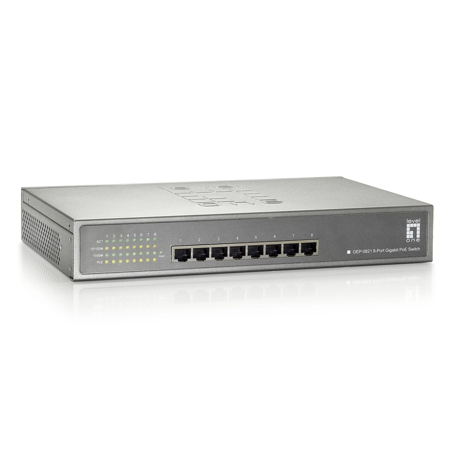 8 Port Gigabit Ethernet Switch With PoE, Matte Grey 3 8 Port Gigabit Ethernet Switch With PoE, Matte Grey