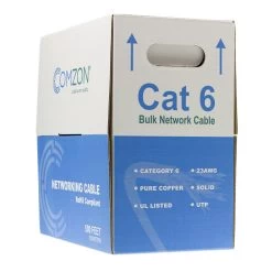 Cat6 Ethernet Cable, Solid Copper, Blue, Pullbox 500ft -Network Cable Store comzon cat6 box 500ft