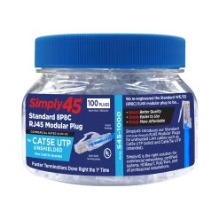 Cat5e Crimp Plugs, Blue Tint, 100pc, Simply45 -Network Cable Store s45 1000 v07