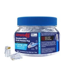 Cat5e Crimp Plugs, Blue Tint, 100pc, Simply45 -Network Cable Store s45 1000 v08