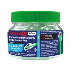Cat6 Crimp Plugs, Green Tint, 100pc, Simply45 -Network Cable Store s45 1100 v08