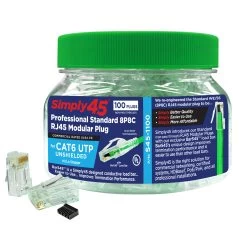 Cat6 Crimp Plugs, Green Tint, 100pc, Simply45 -Network Cable Store s45 1100 v09