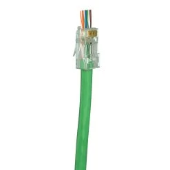 Cat6 Pass Through Crimp Plugs, Green Tint, 100pc, Simply45 -Network Cable Store s45 1600 v04