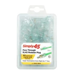 Cat6 Pass Through Crimp Plugs, Green Tint, 50pc, Simply45 14 Cat6 Pass Through Crimp Plugs, Green Tint, 50pc, Simply45 -Network Cable Store s45 1601 v05