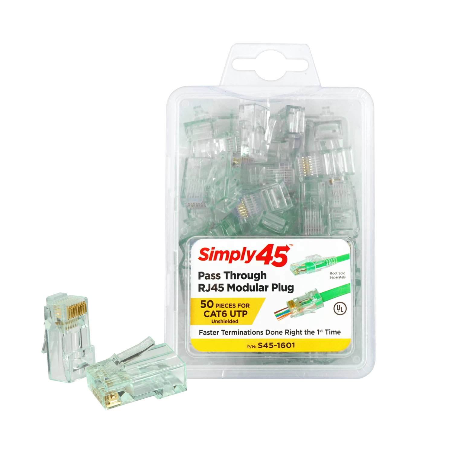 Cat6 Pass Through Crimp Plugs, Green Tint, 50pc, Simply45 9 Cat6 Pass Through Crimp Plugs, Green Tint, 50pc, Simply45 - Image 7